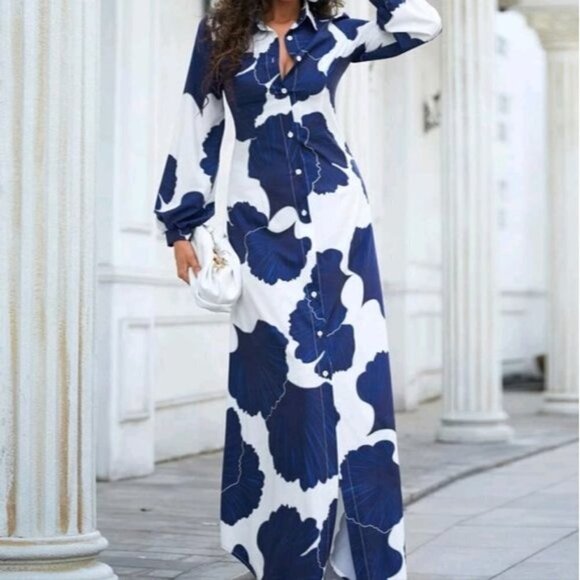 BOHEMIAN PREMIUM BRAND AND QUALITY PLANTS PATTERN SHIRT STYLE MAXI DRE… - Picture 7 of 9